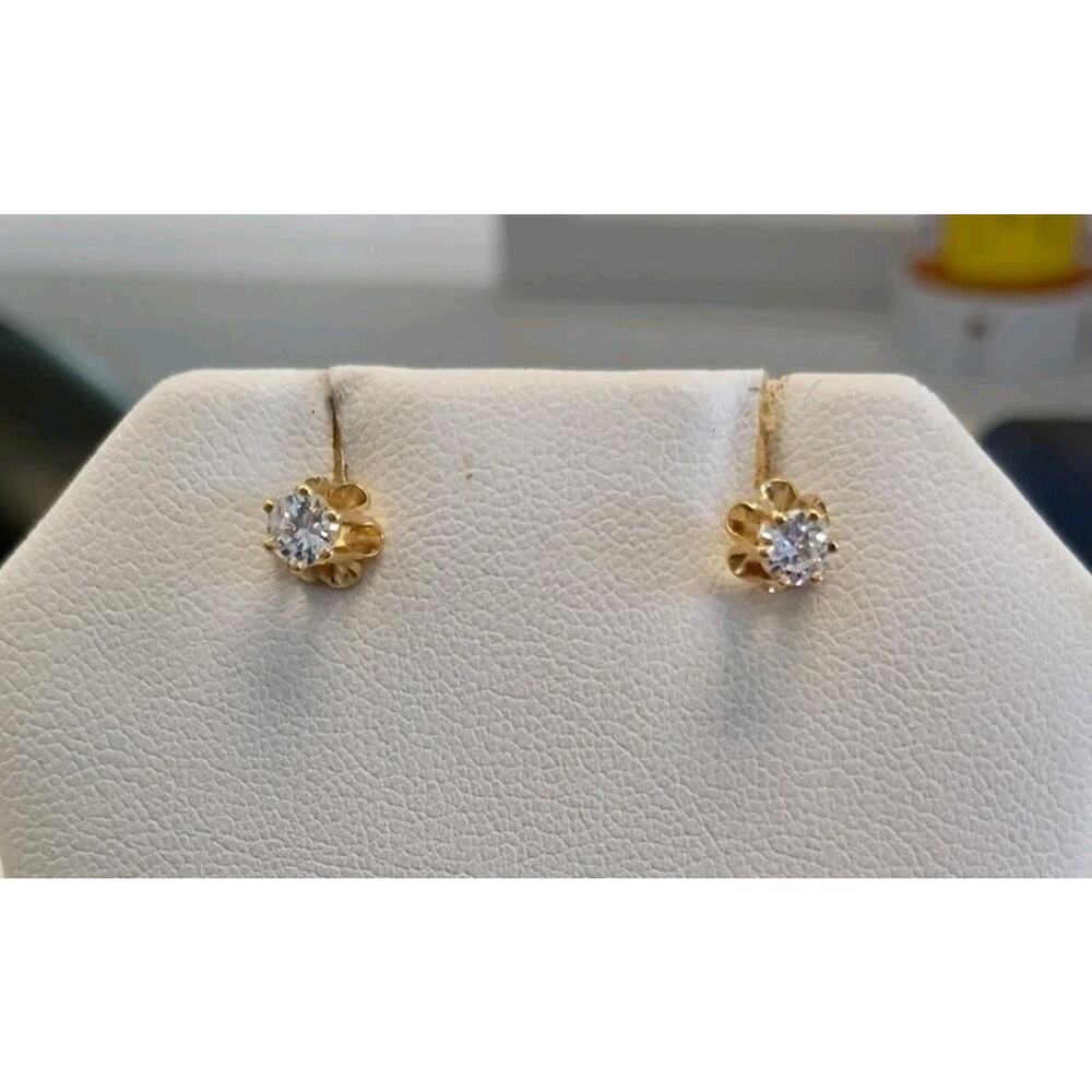 14k Yellow Gold Natural Round Diamond Earrings Approx. 3.6m Approx. 1/3 Carat